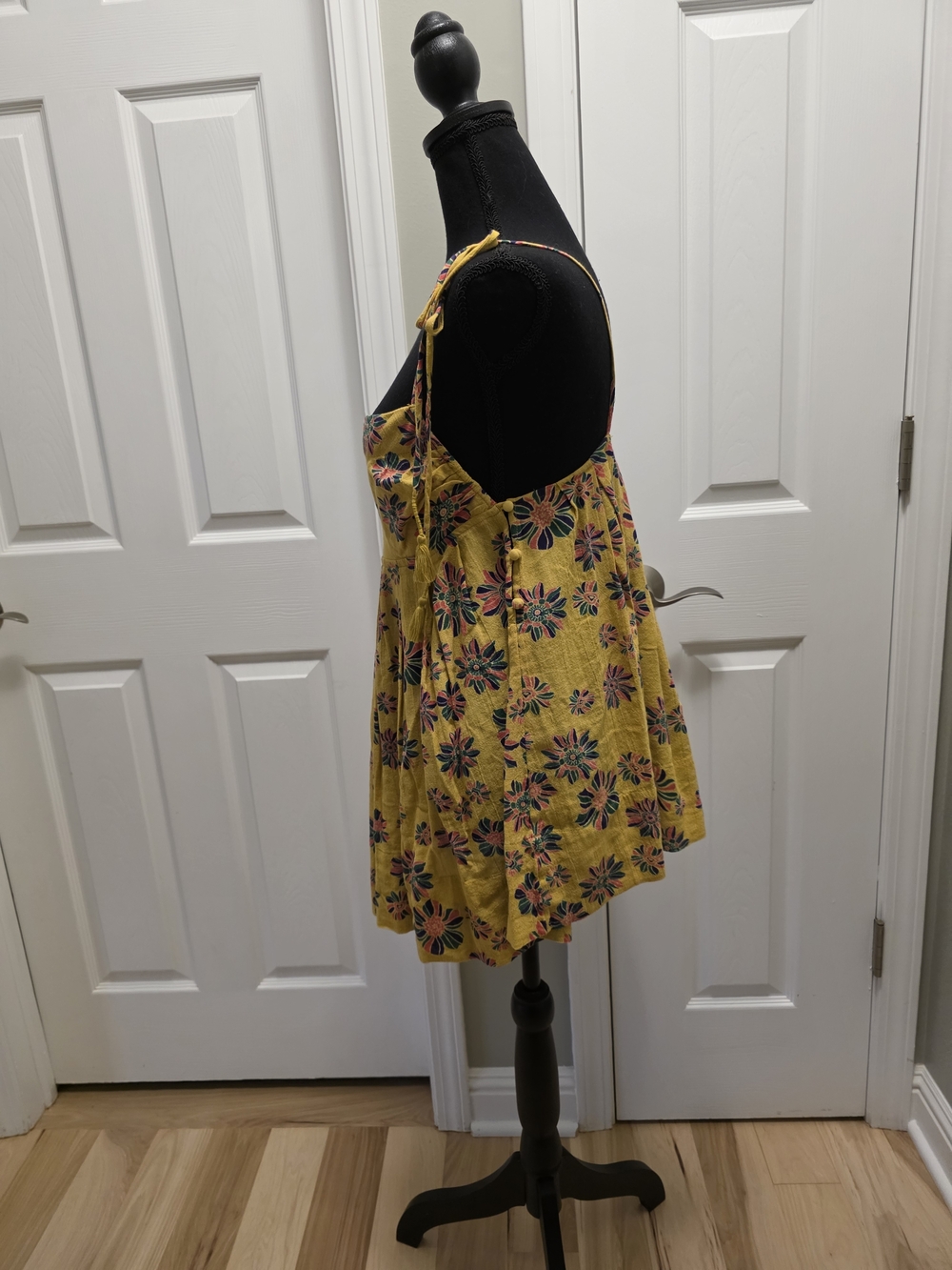Free People Yellow Floral Tie-Shoulder Mini Dress - Picture 2 of 4